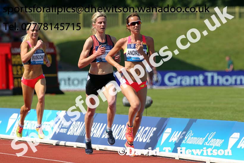 Jessica Andrews (GB) and Deirdre Byrne (IRE) womens 5000 metres, IAAF Diamond League, Birmingham. Photo: David T. Hewitson/Sports for All Pics